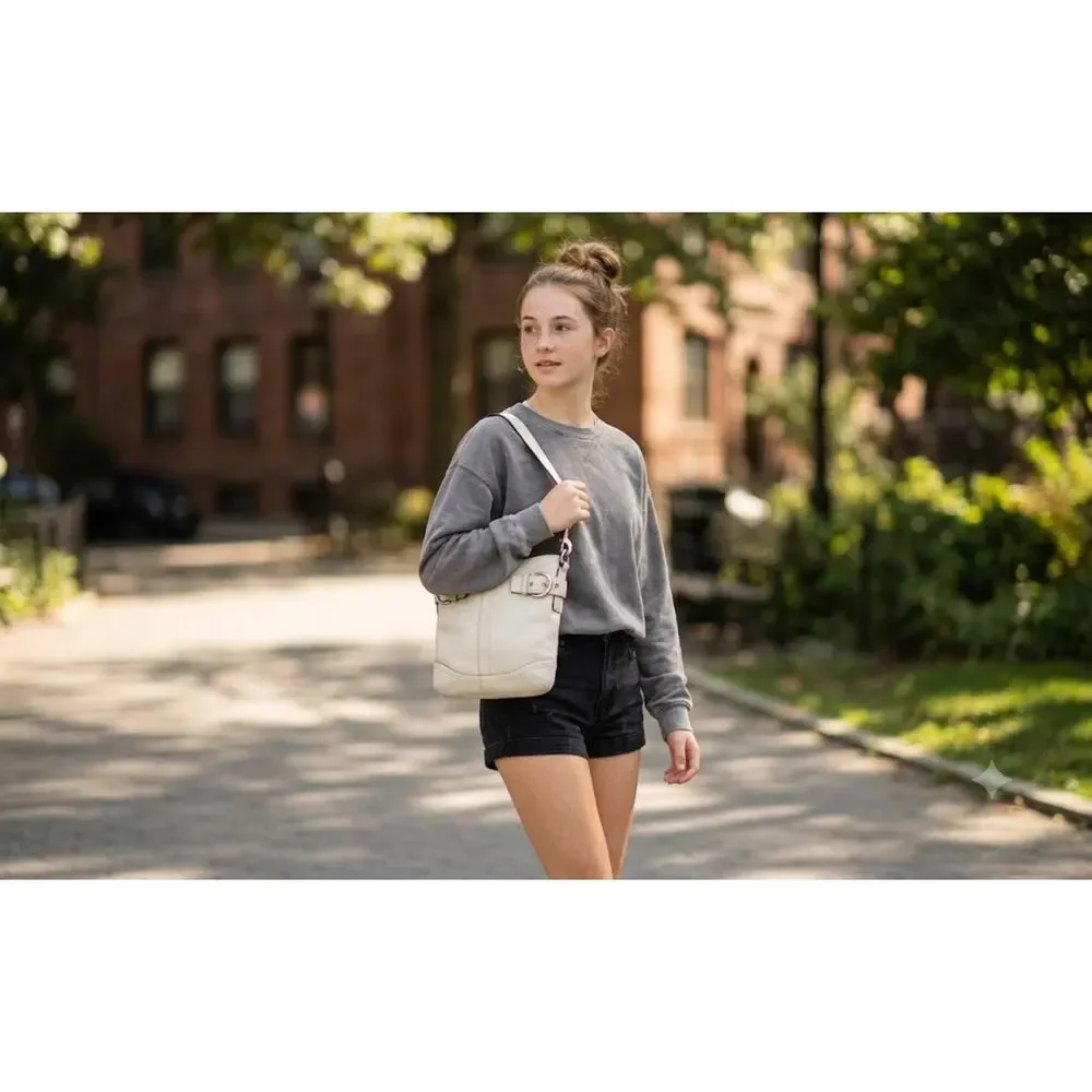 COACH Shoulder Bag Crossbody Logo Hardware Leather White 3594